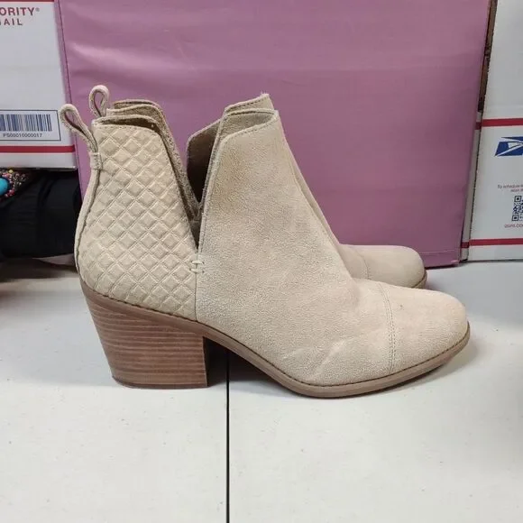 Toms Women's 10 Beige Leather Ankle Booties - Picture 5 of 10